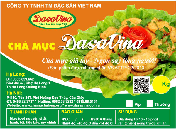 Chả mực Hạ Long thương hiệu DASAVINA đạt giải vàng Cuộc thi “Món ngon – Tinh hoa ẩm thực Việt 